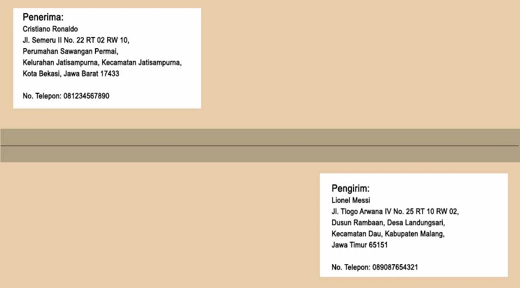 contoh penulisan alamat paket